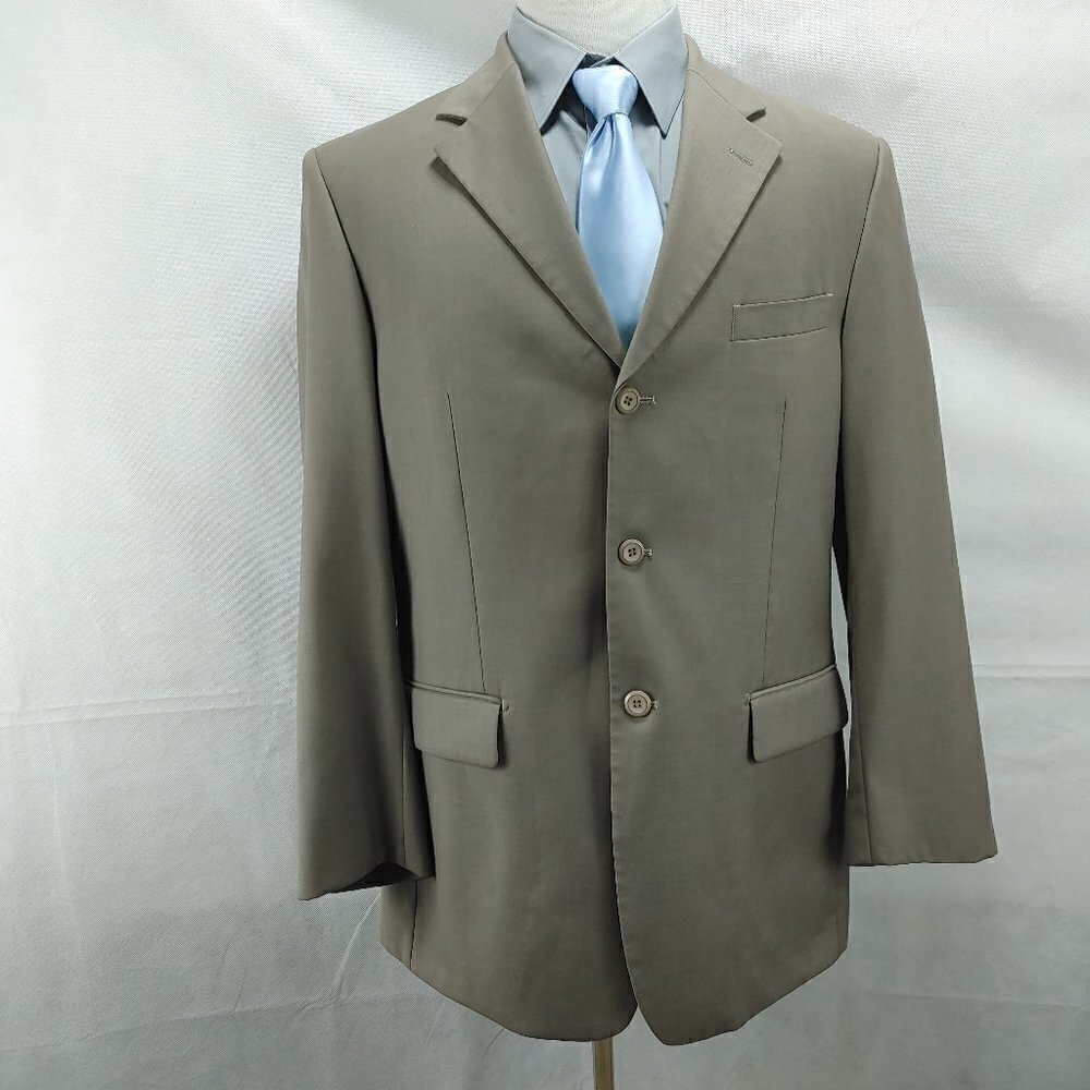 Imani Uomo Super 130's Tetoron Blend 43R 3 Btn Khaki Brown Suit Blazr Sp…